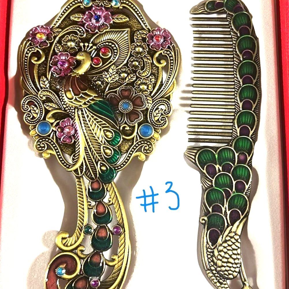 Beautiful Enamel Mirror & Comb Set -NIB - Multiple Styles Available- You… - Picture 3 of 9
